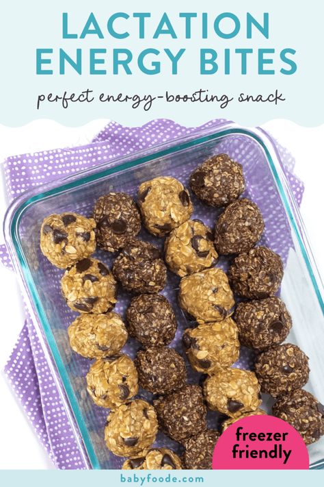 These quick and healthy Lactation Energy Bites are a perfect energy-boosting snack for expecting and postpartum mamas. They include ingredients that can help with milk supply, such as brewer’s yeast, flax seeds, and oats. Postpartum Energy Bites, Lactation Energy Bites, Make Ahead Lactation Snacks, Freezer Lactation Bites, Postpartum Protein Snacks, Postpartum Lactation Snacks, Lactation Balls Without Brewers Yeast, Postpartum Protein Balls, Lactation Bites No Bake