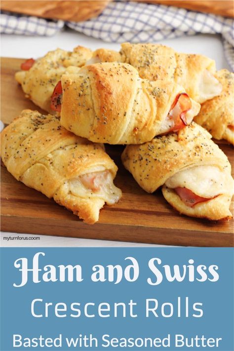 "These ham and cheese crescent rolls will melt in your mouth and leave you craving more! Quick and easy for a delicious snack or appetizer  Make delicious ham and cheese crescent rolls using Deli ham and Swiss cheese. These appetizers using crescent rolls are great for any party. #LeftoverHamRecipe #hamandcheese #CrescentRolllsAppetizers #EasterHamLeftovers #HamAndCheeseCrescentRolls #hamAndSwissCrescentRolls Ham And Cheese Rolls Ups, Hot Ham And Cheese Crescent Rolls, Ham And Cheese Party Rolls, Ham Cheese Crescent, Pillsbury Ham And Cheese Roll Ups, Cresent Roll Ham And Cheese Ring, Ham N Cheese Crescent Rolls, Ham And Cheese Pockets Crescent Rolls, Ham And Cheese On Crescent Rolls