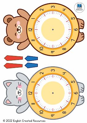 Clock Activities For Preschool, Clock Activity For Preschool, Paper Clock For Kids, Clock For Kids Teaching, English Created Resources, Clock Face Printable, Clock Printable, Paper Clock, Clock Drawings