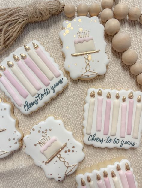 75 Birthday Cookies, 60th Cookies Birthday, 60th Birthday Cookies Decorated, Rose Gold Birthday Cookies, Rose Gold Cookies Decorated, 50th Birthday Cookies Decorated, Golden Birthday Cookies, 90th Birthday Cookies, 60th Birthday Cookies