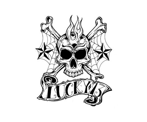 There's a long-standing tradition in tattoo culture of celebrating that which others fear (hence the thematic prevalence of things like skulls and knives). Sailor Jerry's Lucky 13 motif is probably the most famous set of tattoo designs that flip a bad luck symbol on its head. The series showcases Jerry's iconic design sense along with his sense of humor. Lucky 13 Tattoo Design, Psychobilly Tattoo, Lucky 13 Tattoo, Easy Tattoos To Draw, 13 Tattoo, Luck Symbol, Tattoo Culture, Key Tattoos, 13 Tattoos