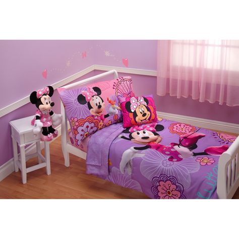 Minnie Mouse Toddler Bedding, Toddler Bedroom Sets, Minnie Mouse Bedding, Minnie Mouse Bedroom, Purple Girls Bedroom, Purple Girls Room, Disney Bedding, Girl Bedding, Pink Bedroom For Girls