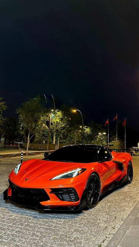 Corvette C8 Wallpaper, 2024 Corvette, Corvette Wallpaper, Orange Corvette, Chevy Corvette C8, Sports Cars Bugatti, C8 Corvette, Red Corvette, Corvette Zr1