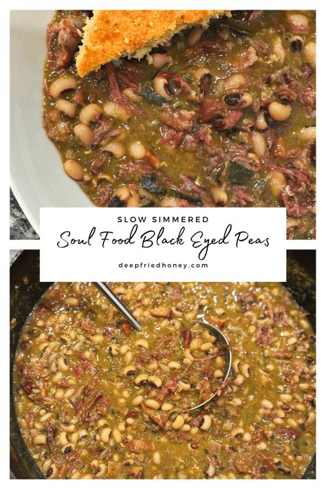 Southern Black Eyed Peas • deepfriedhoney Blackeyed Pea Recipes, Blackeye Peas, Southern Black Eyed Peas, Southern Soul Food, Peas Recipes, Blackeyed Peas, Black Eyed Peas Recipe, Meat Bbq, With Cornbread