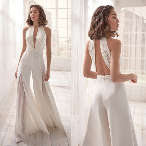 Bridal jumpsuit with train