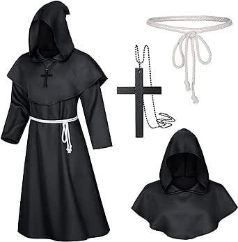 Crosses Necklace, Medieval Monk, Priest Robes, Priest Costume, Ancient Clothing, Cape Outfit, Wizard Costume, Dragons Clothes, Role Play Costume