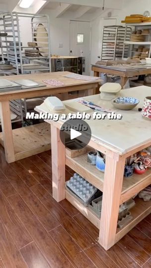 1.1K views · 58 reactions | Thank you @enzo.regina for making me work tables     #claylicious #diy #carpentrywork #artstudio #ceramicstudio #satisfying  #potteryofinstagram #liveyourdream | Pottery by Eshkar Butbul | dkj · Aces Pottery Room Ideas Design Studios, Pottery Studio Layout, Pottery Studio Setup, Work Tables, Studio Layout, Make A Table, Studio Organization, Studio Setup, 1k Views