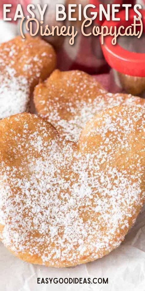 Desserts Made With Pizza Dough, Easy Beignet Recipe Biscuits, Fried Dough Recipe With Pizza Dough, Easy Fried Dough, Beniegts Recipe Easy, Diy Beignets, Disney Beniegts Recipe, Begniets Recipes Easy, Beniegts Recipe