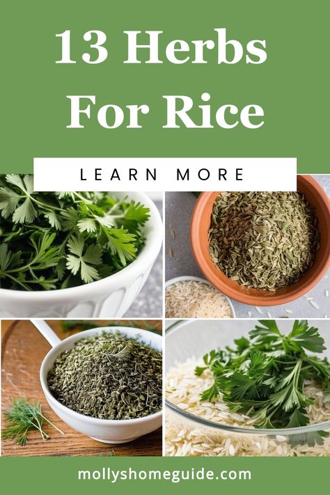 Looking to elevate your rice dishes? Explore a variety of herbs and spices perfect for adding flavor to your meals. From Herby Rice Pilaf to Greek Lemon Rice, discover the ultimate list of options that will transform plain rice into a delightful side dish. Try experimenting with Chicken Herb Rice or Garlic & Herb Rice for a savory twist on a classic favorite. Whether you're looking for easy side dish ideas or simply want to enhance your cooking, these herbs for rice will take your recipes to the Rosemary Rice Recipes, Herb Rice Recipes, Herby Rice, Garlic Herb Rice, Pesto Rice, Dill Rice, Herb Rice, Greek Lemon Rice, Side Dish Ideas