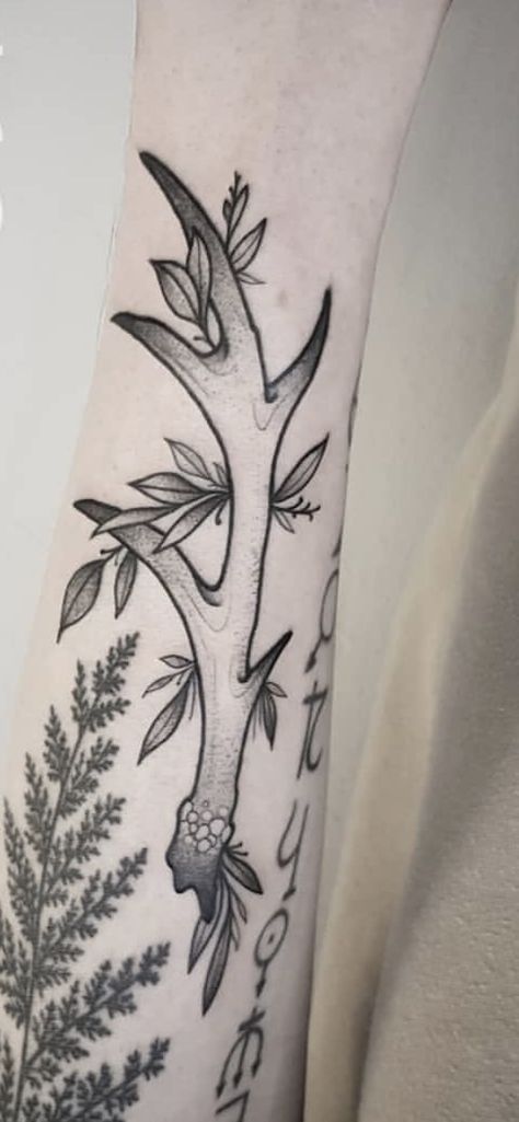 Caribou Antler Tattoo, Antler Neck Tattoo, Women Antler Tattoo, Collarbone Antler Tattoo, Single Antler Tattoo, Traditional Antler Tattoo, Horn Tattoo, Elk Antler Tattoo, Antler Tattoos For Women