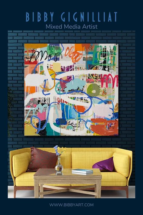 Large Mixed Media Canvas, Bibby Gignilliat, Large Artwork Living Room, Bold Abstract Art, Art 2022, Corporate Offices, Large Abstract Art, Acrylic Mixed Media, Mixed Media Illustration