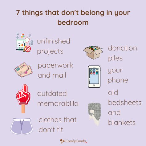 Basically, your bedroom is a place where you can relax and unwind, and visual clutter causes stress. Anything that reminds you of work or things that need to be done, shouldn't be in your sleeping space. To read full article, visit https://www.apartmenttherapy.com/things-to-get-rid-of-in-bedroom-37032693 Follow for more sleep/health tips! #sleeptips #clutter #nomoreclutter #sanctuary #sleepwell #relax #rest #visualclutter #messy #bettersleep #bedroon Things To Get Rid Of In Your Bedroom, Visual Clutter, Room Cleaning, Basic Training, Getting Rid Of Clutter, More Sleep, Relax And Unwind, Sleep Health, Cleaning Day