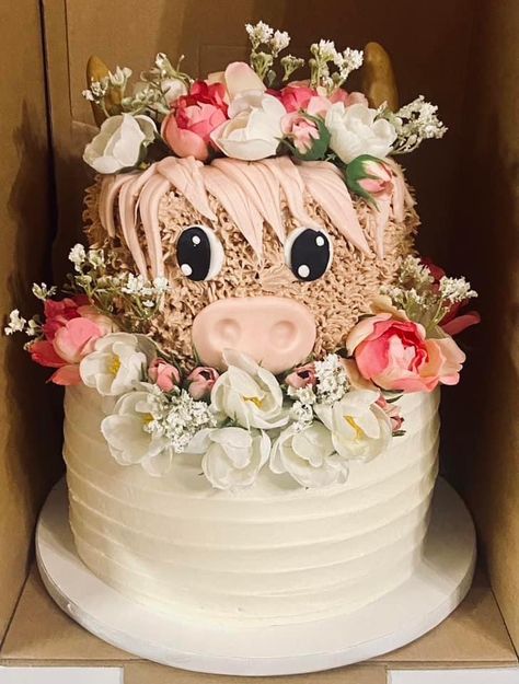 2 Tier Highland Cow Cake, Secret Garden Shower Theme, Lainey Wilson Birthday Cake, Boho Highland Cow Birthday Party, Highland Cow Baby Shower Cake, Highland Cow Themed Birthday Party, Lilly Cake, Highland Cow Cake, Western Theme Cakes