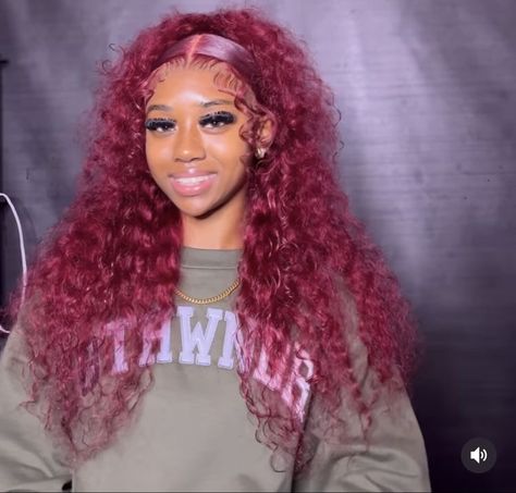 Burgundy Wet And Wavy Wig, Red Wet And Wavy Wig, Wet And Wavy Wig Styles, Burgundy Curly Wig, Red Curly Wig, Burgundy Hair Dye, Wet And Wavy Hair, Hair Frontal, Braids For Black