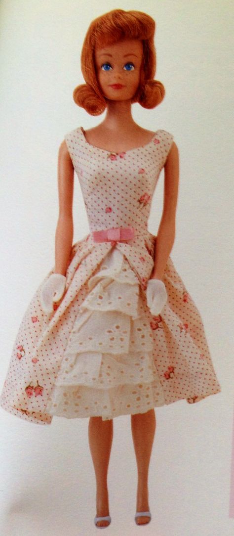 vintage midge Barbie doll clone from Japan 1962 "garden party"  I still have this dress and a different midge doll with wigs. Vintage Midge Doll, Barbie Garden, Midge Barbie Doll, Midge Barbie, Midge Doll, Dollhouse Clothes, Doll Images, Honda Ruckus, Vintage Barbie Clothes