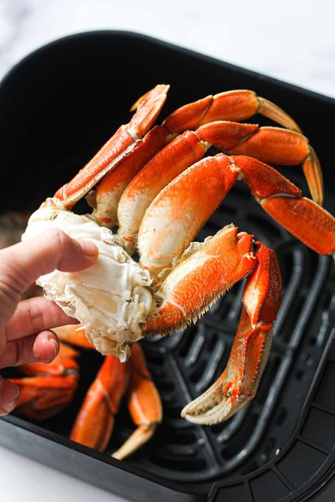 Air fryer dungeness crab legs (fresh or frozen) Frozen Crab Legs In Air Fryer, Crab In Air Fryer, Fried Snow Crab Legs Recipe, Crab Legs In Oven, How To Cook Frozen Crab Legs At Home, Imitated Crab Air Fryer, Frozen Dungeness Crab Recipes, Baked Frozen Snow Crab Legs Oven, Dungeness Crab Legs