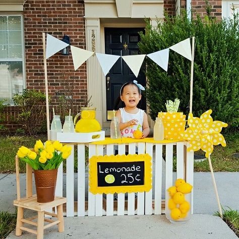 Crate Lemonade Stand, Lemonade Stand Photo Shoot, Lemonade Stand Birthday, Lemonade Stand Sign, Diy Lemonade Stand, Diy Lemonade, Kids Market, Diy Crate, Diy Photo Backdrop