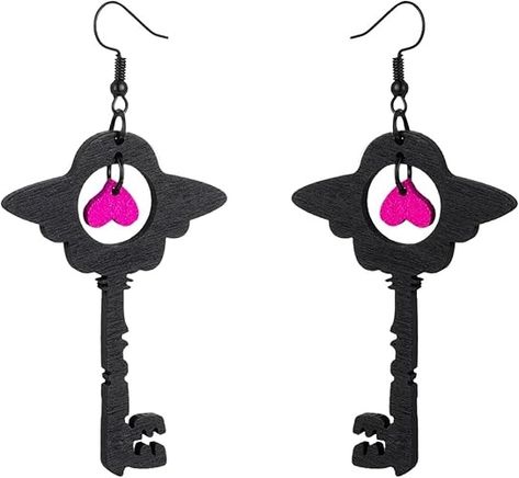 Amazon.com: Velvet Earrings Hazbin Heart Wing Key Spooky Ghost Cosplay Inspired Earrings for Women (Key): Clothing, Shoes & Jewelry Ghost Cosplay, Velvet Earrings, Heart With Wings, Spooky Ghost, Hazbin Hotel, Jewelry Ideas, Earrings For Women, Shoes Jewelry, Women Girl