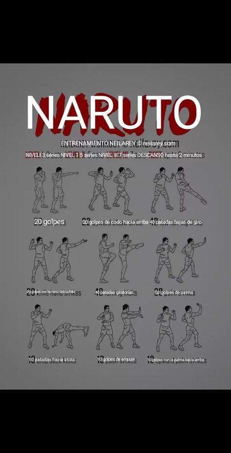 Rutina de Entrenamiento ejercicios de NARUTO en español Naruto Workout, Movie Workouts, Quick Morning Workout, Boxing Training Workout, Superhero Workout, Quick Fat Loss, Kickboxing Workout, Boxing Training, Workout Schedule