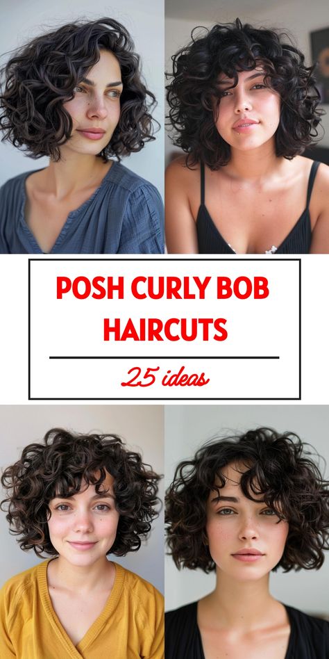 Choose from 28 curly bob haircuts that offer a fresh and trendy approach to curly hair. These styles are designed to be both chic and practical. Choppy Bob Curly Hair, Shaggy Bob For Curly Hair, Frizzy Curly Hair Styles, Curly Hair Chin Length, Short Layered Curly Hair Natural Curls Bob Hairstyles, Funky Curly Haircuts, Curly Hair Bob Round Face, Short Thick Curly Hairstyles, Curly Hair A Line Bob