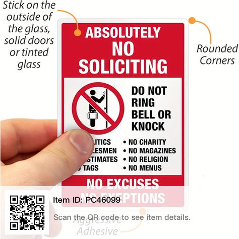 No Soliciting Signs, No Soliciting, Ring Bell, House Front Door, School Supply Labels, Solid Doors, No Excuses, House Doors, Vintage Horror