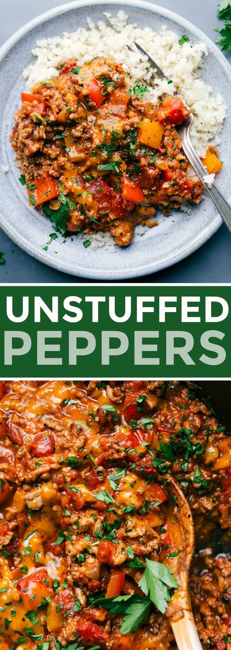 Stuffed Pepper Skillet Lean And Green, Peppers Dinner Ideas, 30 Min Or Less Meals, Unstuffed Pepper Bowls Turkey, Stuffed Bell Peppers Bowl, Stuffed Pepper In A Bowl, Meals To Make With Peppers, Simple Dinners For Two Healthy, Stuffed Peppers In A Bowl