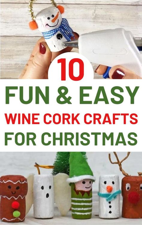 Here are 10 super cute and easy to make wine cork crafts for Christmas you can make with wine corks and champagne corks. Wine Cork Crafts Christmas Ornaments, Easy Wine Cork Christmas Ornaments, Cork Snowflake Ornament, Quick And Easy Diy Ornaments, Pumpkin Made Out Of Wine Corks, Wine Cork Christmas Ornaments Diy, Holiday Cork Crafts, Champagne Cork Crafts Christmas, Crafts With Champagne Corks