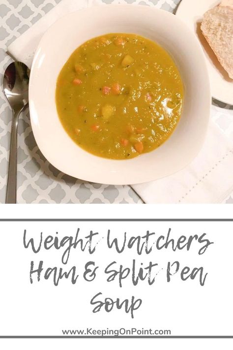 Weight Watchers Ham & Split Pea Soup - soup season is right around the corner and this is a delicious low point option! Keto Split Pea And Ham Soup, Weight Watchers Split Pea Soup, Ww Split Pea And Ham Soup, Healthy Split Pea And Ham Soup, Low Carb Split Pea And Ham Soup, Weight Watchers Ham Recipes, Healthy Split Pea Soup, Ham Split Pea Soup, Split Pea Ham Soup