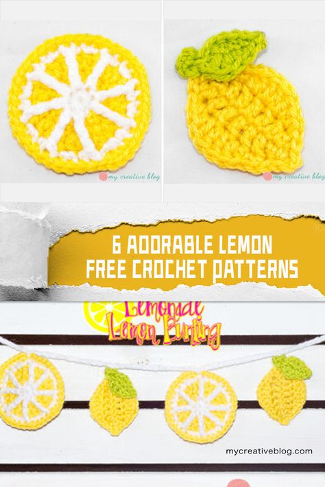 Lemon Crochet Applique, Crochet Lemon Applique Free Pattern, Crochet Lemon Potholder, Fruit Crochet Applique, Crochet Lemon Garland, Lemon Granny Square Crochet Pattern, Crochet Blueberry Pattern Free, Crochet Lemon Pattern Free, Lemon Granny Square