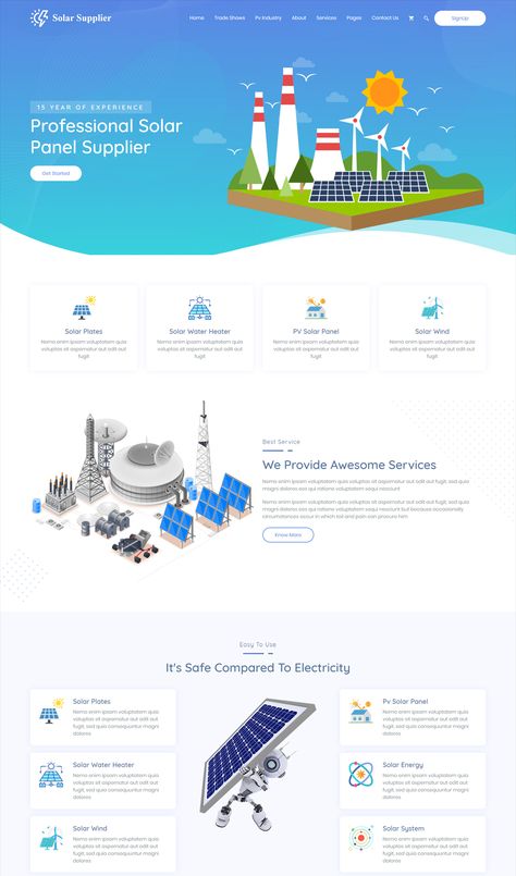 Solar Supplier - Responsive HTML Template Solar Design, Html Website Templates, Html Templates, Solar Cell, Website Inspiration, Website Templates, Solar Panel, Media Post, Website Template