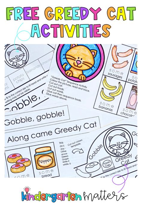 Pet The Cat Activities, Kitten Preschool Activities, Joy Cowley Activities, Greedy Cat Activities, Cat Lesson Plans Preschool, Cat Literacy Activities Preschool, Pete The Cat Activities 1st Grade, Read Aloud Activities, Library Signs