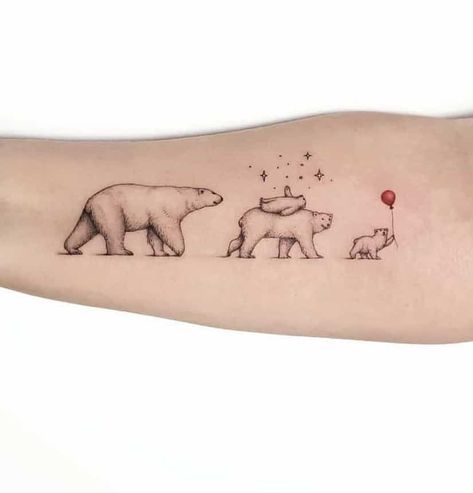 Realistic Grizzly Bear Tattoos, 4 Bears Tattoo, Mumma Bear Tattoo, Three Bears Tattoo, Family Animal Tattoos, 3 Bears Tattoo, Polar Bear Tattoo For Women, Bear Cover Up Tattoo, Two Bears Tattoo