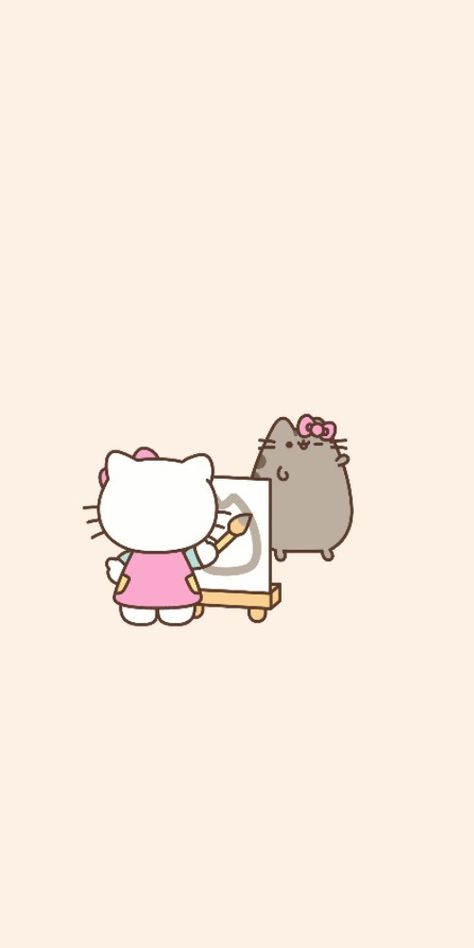 Hello Kitty And Pusheen, Pusheen Wallpaper, Wallpaper Iphone Roses, Pastel Pink Wallpaper, Hello Sanrio, Hello Kitty Wallpaper Hd, Hello Kitt, Kitty Art, Pusheen Cat