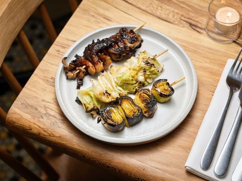 Bubala London, Grilled Leeks, Confit Potatoes, Grace Dent, Lebanese Garlic Sauce, Potato Latkes, Homemade Soda, Maitake Mushroom, Skewers Grill