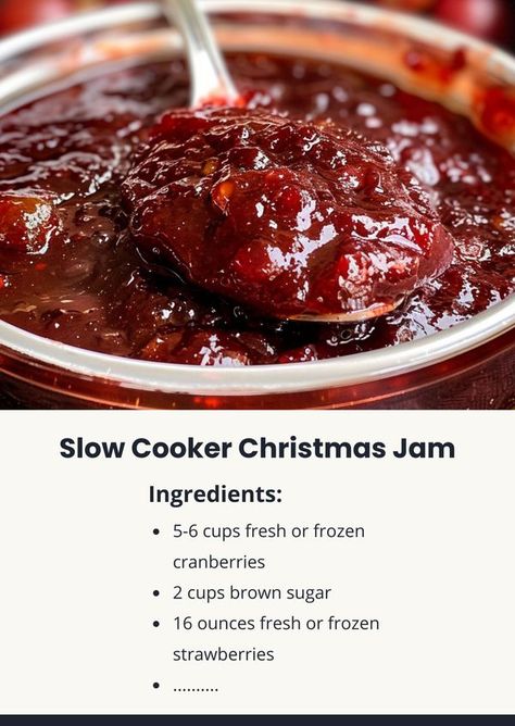 Tasty Cooking - easy & yummy | Get into the holiday spirit with this delicious Slow Cooker Christmas Jam | Facebook Christmas Marmalade Recipe, Christmas Jam Gift Ideas, Slow Cooker Tomato Jam, Slow Cooker Onion Jam, Crockpot Jam Recipes, Christmas Jam No Pectin, Easy Christmas Jam Recipes, Slow Cooker Jam, Slow Cooker Christmas Jam