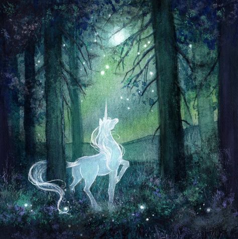 The Last Unicorn 8x8 Fine Art Print Magical Art, Gold Details, Hand Embellished, Fantasy Art - Etsy The Last Unicorn Painting, Unicorn Art Painting, The Last Unicorn Aesthetic, Unicorns Aesthetic, The Last Unicorn Tattoo, The Last Unicorn Art, Last Unicorn Art, Unicorns Art, Magical Horse Art