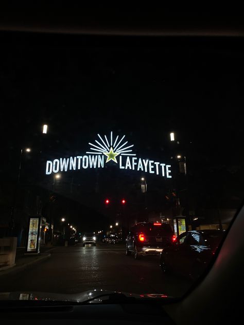 Downtown Lafayette Louisiana, Lafayette Louisiana Aesthetic, Louisiana Aesthetic, University Of Louisiana At Lafayette, College Wallpaper, Louisiana Creole, Private Academy, Lafayette Louisiana, Night Drives