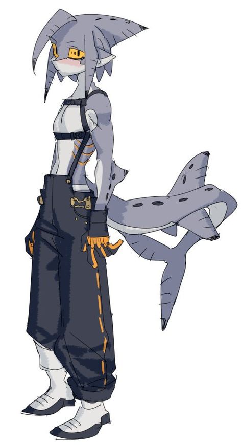 Anglerfish Character Design, Shark Dnd Character, Octopus Character Design Male, Splatoon Shark Oc, Shark Man Oc, Shark Oc Male Human, Fish Person Oc, Shark Man Character Design, Half Shark Half Human