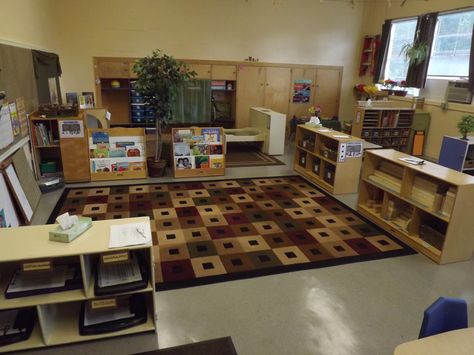 preschool classroom design. Back to earth tones.  Feels good. Earth Tone Classroom, Preschool Classroom Design, Classroom Carpets, Prek Classroom, Classroom Seating, Classroom Setup, Classroom Design, Classroom Inspiration, Preschool Classroom