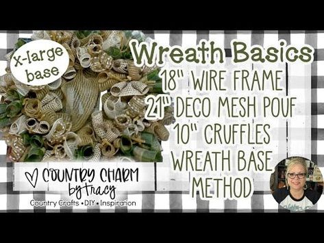 (609) [WREATH BASICS] - 🌿 How I put Deco Mesh on an X-LARGE 18-inch Wire with 21" mesh and 10" cruffles - YouTube 21 Inch Deco Mesh Wreath Diy, Wreaths Tutorial, Burlap Mesh Wreath, Deco Mesh Wreaths Tutorials, Deco Mesh Wreaths Diy, Mesh Wreath Tutorial, Wire Wreath Frame, Mesh Wreath Diy, Wire Wreath