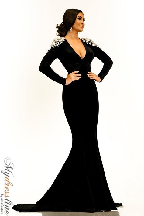 Black Evening Dress Long Party Gowns, Black Gowns Dresses Elegant, Black Night Dress Long Elegant, Velvet Dress Long Classy Gown, Velvet Gown Evening Dresses Long Sleeve, Velvet Dress Designs Gowns, Luxury Black Dress, Black Evening Dress Elegant, Black Velvet Dress Long