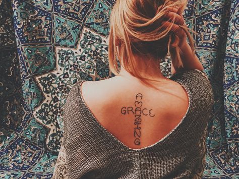 Amazing Grace cross tattoo Grace And Gratitude Tattoo, Grace Quote Tattoo Ideas, Give Yourself Some Grace Tattoo, Saved By Grace Tattoos For Women, Saved By Grace Tattoo With Cross, Amazing Grace Tattoo, Cross Grace Tattoos For Women, Gratitude Tattoo, Cross Tattoo On Wrist