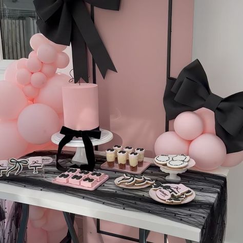 claireamos | In my coquette era 🎀 More bows please with a side of pearls. I’m never kidding when I say I’m all about the details and the pearl table... | Instagram Coquette Birthday, Hand Painted Cookies, Bow Season, Kids Party Planner, Bow Designs, Event Trends, Cake Buttercream, Bridal Shower Cookies, Pink Backdrop