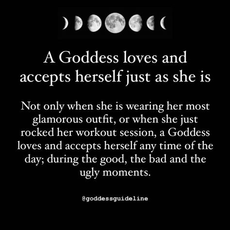 Goddess Guideline on Instagram: “One of the powerful affirmations that fastforward your progress in self-love is this one: "I love and accept myself just as I am". I…” Goddess Quotes Woman, Goddess Quotes Spirituality, Goddess Energy Quotes, What Is A Goddess, Goddess Affirmations, Goddess Retreat, Awakened Woman, Be A Goddess, Goddess Power