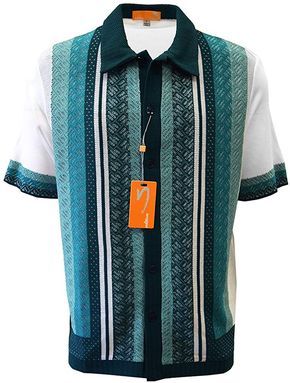 Edition S Men's Short Sleeve Knit Shirt- California Rockabilly Style: Diamond Plate Design (XXL, White-Teal) at Amazon Men’s Clothing store Teal Clothing, 1960s Fashion Mens, Mens Retro Shirts, Teal Outfits, Knit Shirts, Female Poets, Conway Twitty, Formal Men Outfit, Classy Outfits Men