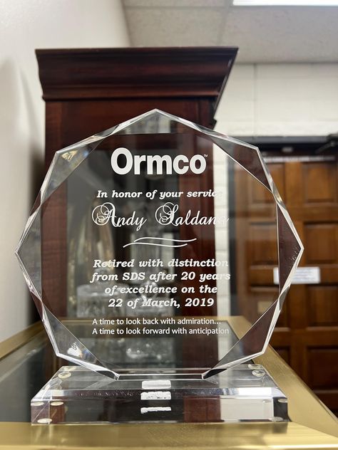 Personalized Acrylic Employee Award | Retirement Appreciation Gift for Manager or Staff | Laser Engraved | 7" Thank You Award for Service Message Logo, Employee Awards, Awards Trophy, Personalized Acrylic, Show Appreciation, Un Logo, Laser Engraved, Laser Engraving, Thank You