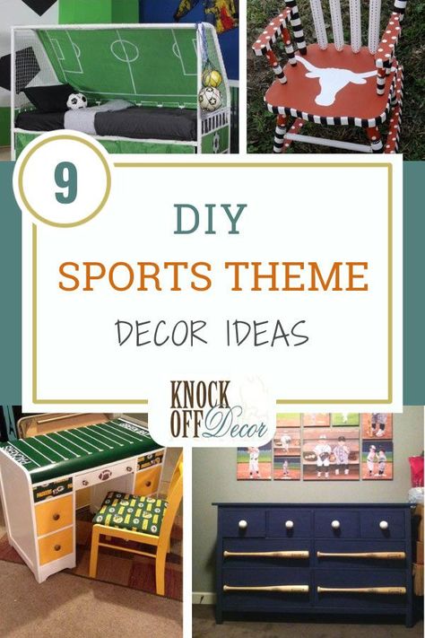 Create your DIY sports themed decor with these inspiring ideas. Take your love for your favorite team in football, basketball, soccer, baseball or just use your school's mascot and colors to deck out a piece of furniture. Perfect for kids' rooms, basements, garages and game rooms using a sports theme. #diyhomedecor #diyfurniture #homedecor #diydecor #diyprojects #mancave Sports Theme Decor, Cornrow Updo, Farmhouse Side Table, Game Rooms, Themed Decor, Updo Hairstyles, Cornrow, Dollar Store Diy, Diy Home Improvement