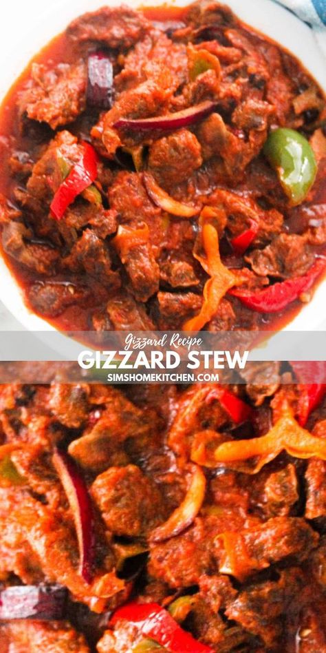 Gizzard Stew Gizzard Stew Recipe, Peppered Gizzard, Gizzard Recipe, Nigerian Chicken, Smoked Ham Recipe, Gizzards Recipe, Chicken Gizzards, Scotch Bonnet, White Meat