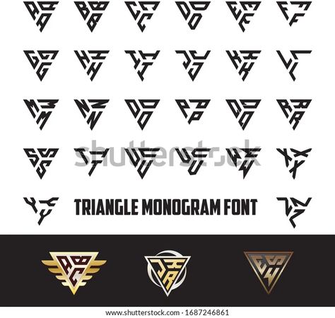 Triangle Font, Monogram Fonts, Initial Letters, 로고 디자인, Monogram Logo, Lettering Fonts, Letter Logo, Geometric Art, Logo Inspiration