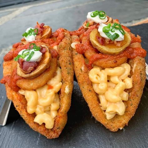 Loaded Potato Slices, Mini Potato Skins, Mozzarella Stick, Taco Mac And Cheese, Food Tacos, Mac And Cheese Bites, Stovetop Mac And Cheese, Potato Slices, Cheese Stuffed Shells